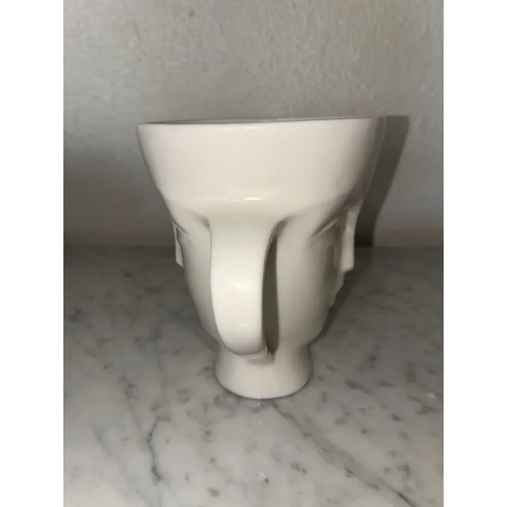Jonathan Adler Muse White Ceramic Double Face MUG Cup Sculptural Modern Art